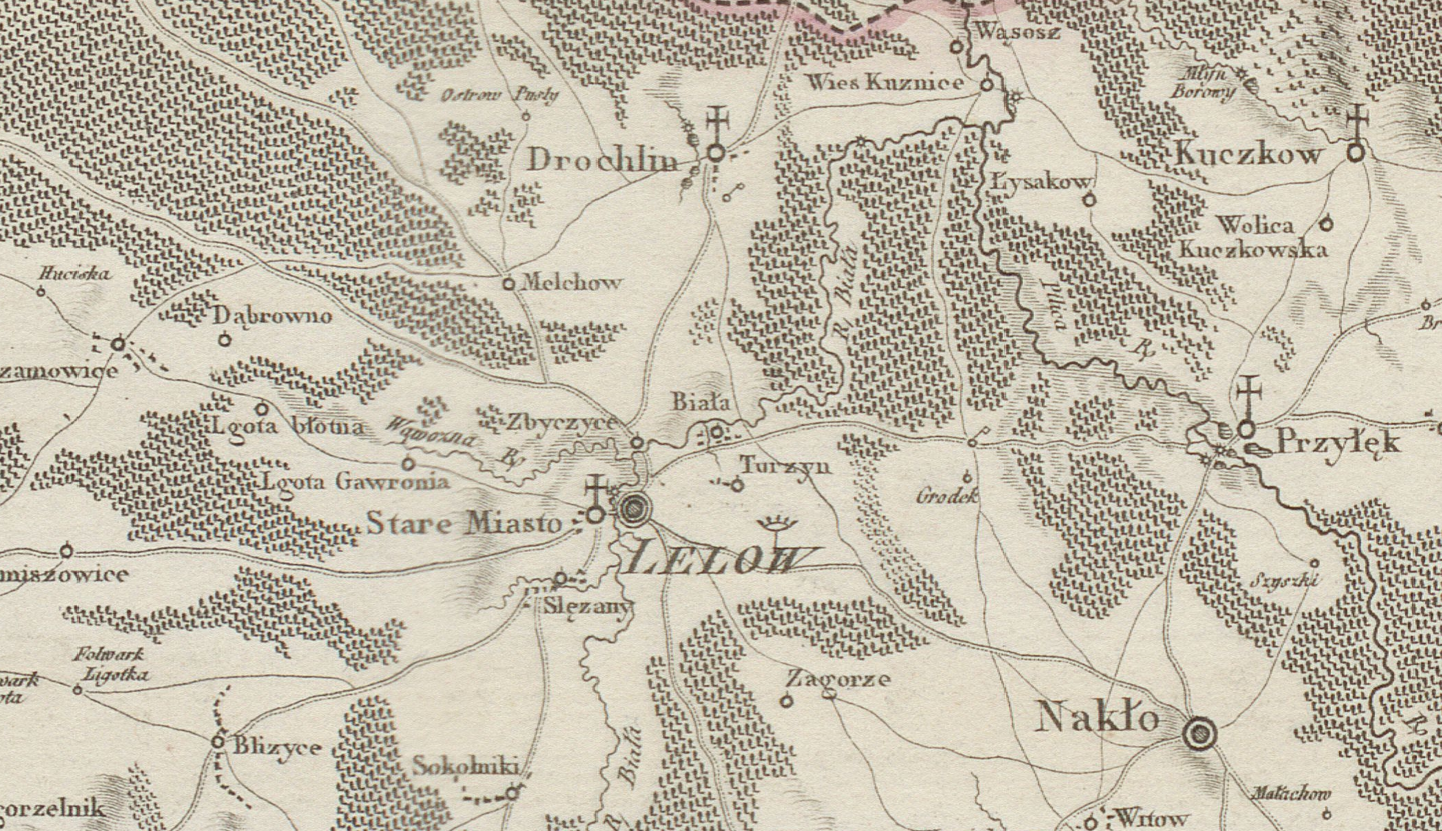 Fragment mapy — Lelów i okolice, 1792