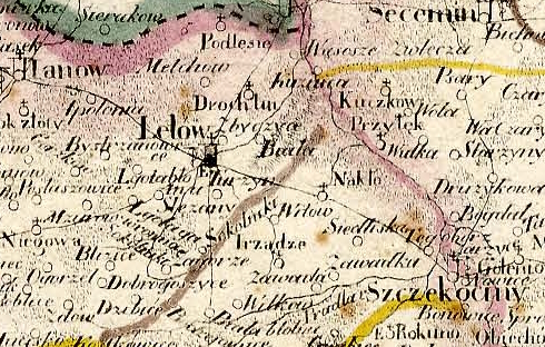 Fragment mapy — Lelów i okolice