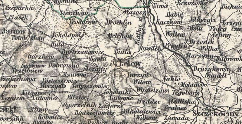 Lelów na mapie z 1873 roku
